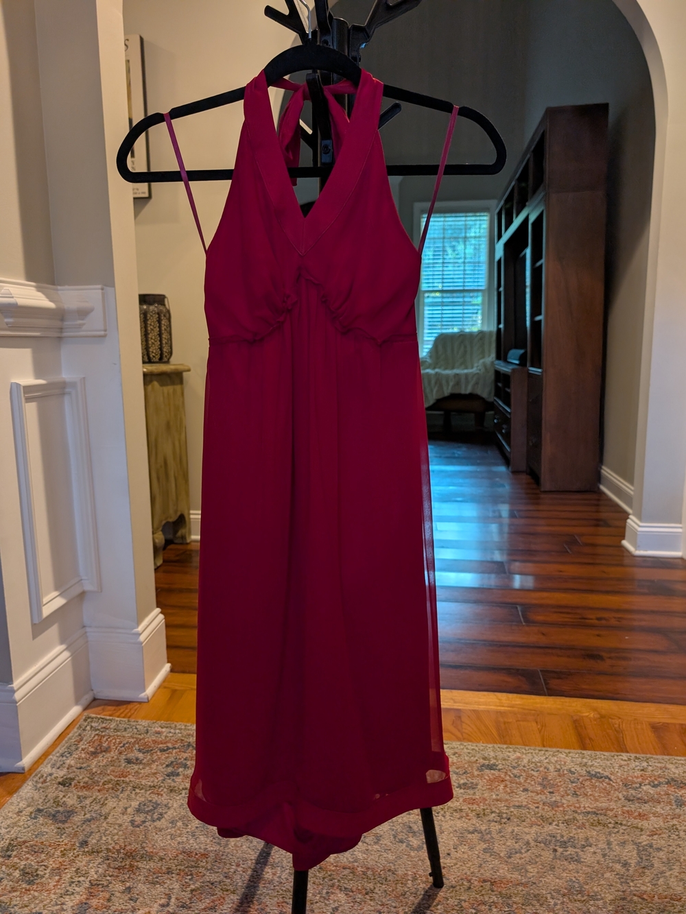 The Limited Red Midi Dress with Halter Neck